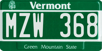 VT license plate MZW368