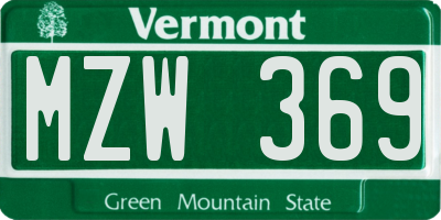 VT license plate MZW369