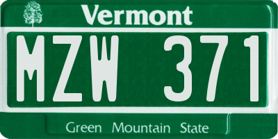 VT license plate MZW371