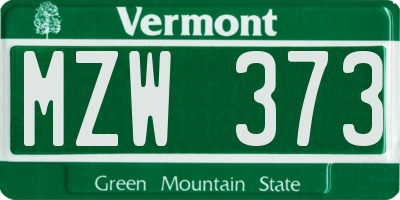 VT license plate MZW373