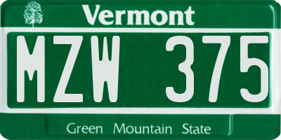 VT license plate MZW375