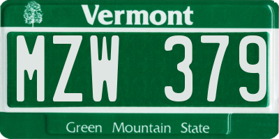 VT license plate MZW379