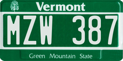 VT license plate MZW387