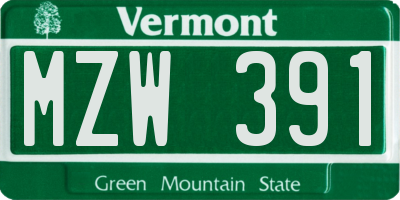 VT license plate MZW391