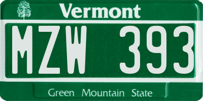 VT license plate MZW393