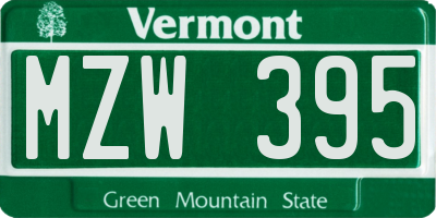 VT license plate MZW395