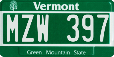 VT license plate MZW397