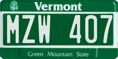 VT license plate MZW407