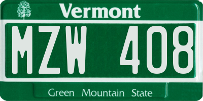 VT license plate MZW408