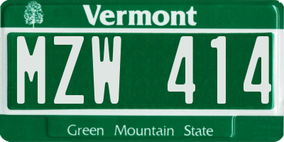 VT license plate MZW414