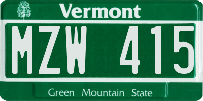 VT license plate MZW415