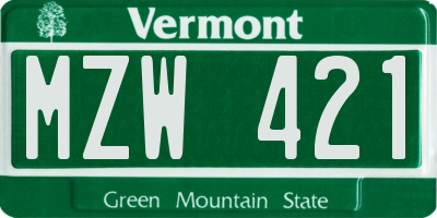 VT license plate MZW421