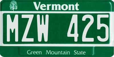 VT license plate MZW425
