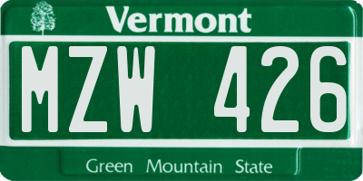 VT license plate MZW426