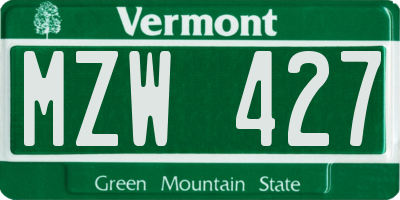 VT license plate MZW427