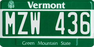 VT license plate MZW436