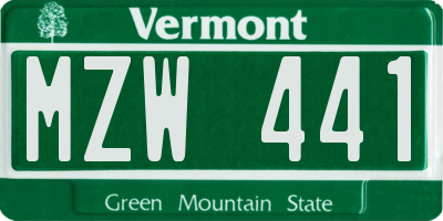 VT license plate MZW441