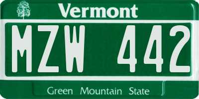 VT license plate MZW442