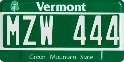 VT license plate MZW444