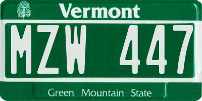VT license plate MZW447