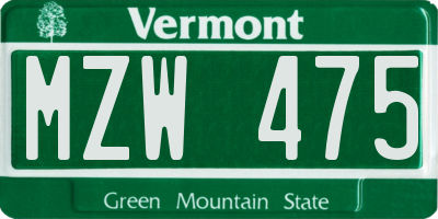 VT license plate MZW475