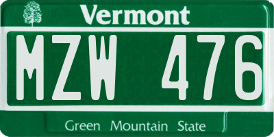 VT license plate MZW476