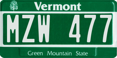 VT license plate MZW477