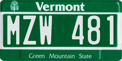 VT license plate MZW481