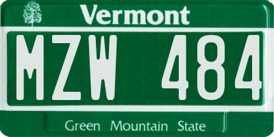 VT license plate MZW484