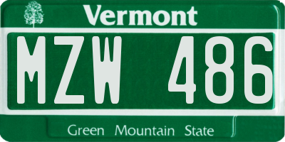 VT license plate MZW486