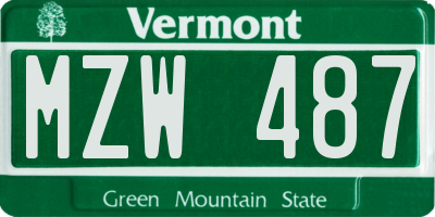 VT license plate MZW487