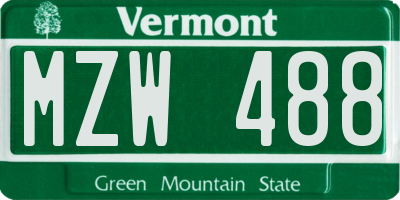 VT license plate MZW488