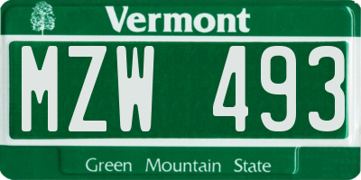 VT license plate MZW493