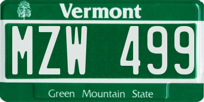 VT license plate MZW499