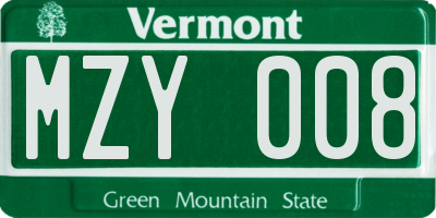 VT license plate MZY008