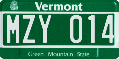 VT license plate MZY014
