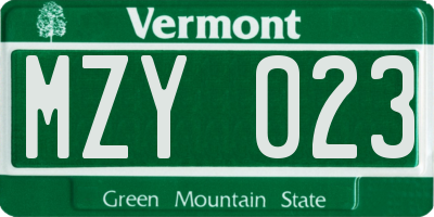 VT license plate MZY023