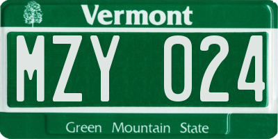 VT license plate MZY024