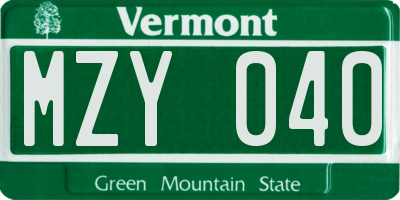 VT license plate MZY040