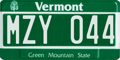 VT license plate MZY044