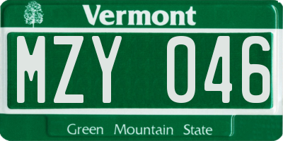 VT license plate MZY046