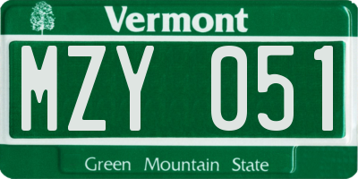 VT license plate MZY051