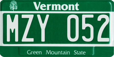 VT license plate MZY052