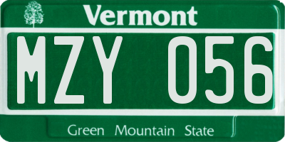 VT license plate MZY056