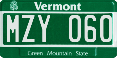 VT license plate MZY060