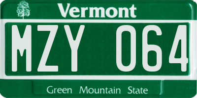 VT license plate MZY064
