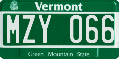 VT license plate MZY066