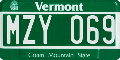 VT license plate MZY069