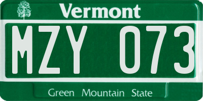 VT license plate MZY073