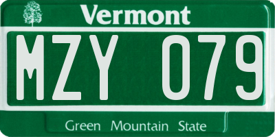 VT license plate MZY079